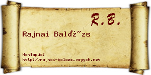Rajnai Balázs névjegykártya